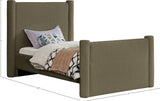 Elias Olive Green Boucle Fabric Twin Bed B1299Olive-T Meridian Furniture