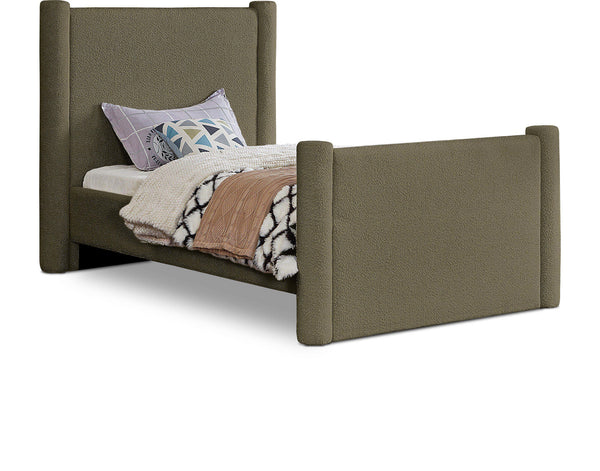 Elias Olive Green Boucle Fabric Twin Bed B1299Olive-T Meridian Furniture