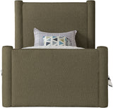 Elias Olive Green Boucle Fabric Twin Bed B1299Olive-T Meridian Furniture