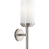 Robert Abbey Halo Wall Sconce Brushed Nickel Finish with Polished Nickel Accents Cased White Glass Shade