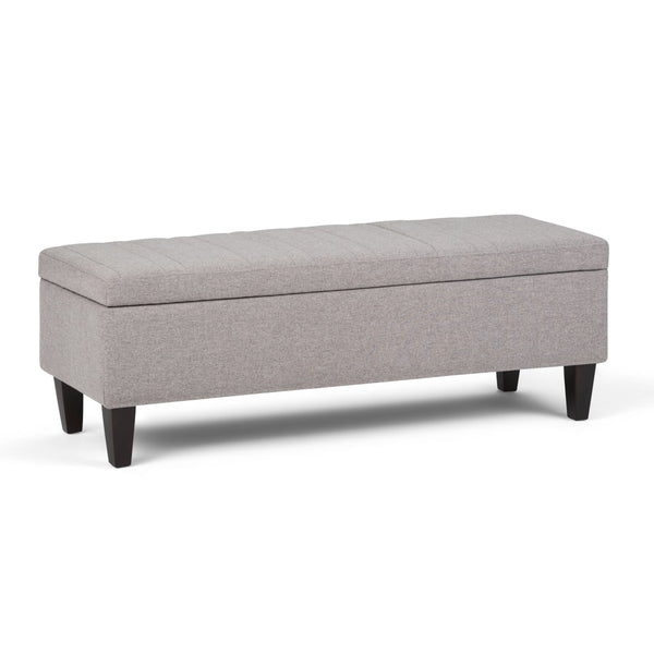 English Elm Monroe Quilted Linen Storage Ottoman with Safety Hinge for Living Room or Entryway B136P158196