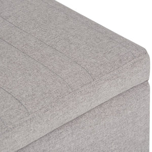 English Elm Monroe Quilted Linen Storage Ottoman with Safety Hinge for Living Room or Entryway B136P158196