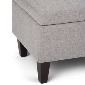 English Elm Monroe Quilted Linen Storage Ottoman with Safety Hinge for Living Room or Entryway B136P158196