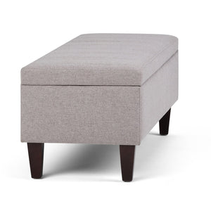 English Elm Monroe Quilted Linen Storage Ottoman with Safety Hinge for Living Room or Entryway B136P158196
