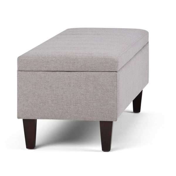 English Elm Monroe Quilted Linen Storage Ottoman with Safety Hinge for Living Room or Entryway B136P158196