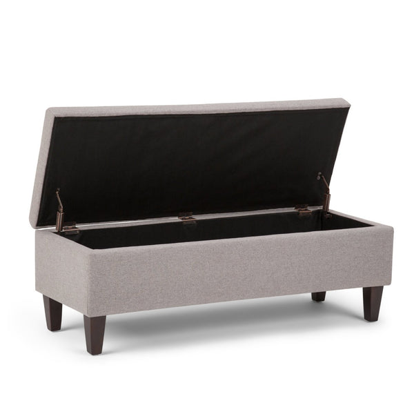English Elm Monroe Quilted Linen Storage Ottoman with Safety Hinge for Living Room or Entryway B136P158196
