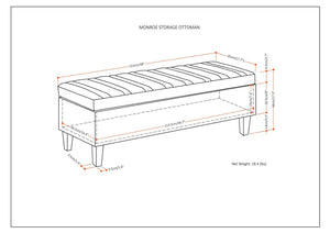 English Elm Monroe Quilted Linen Storage Ottoman with Safety Hinge for Living Room or Entryway B136P158196