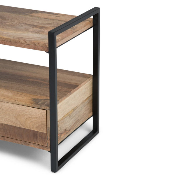 English Elm Riverside Solid Mango Hardwood Tv Stand with Industrial Metal Base for Living Rooms B136P158213