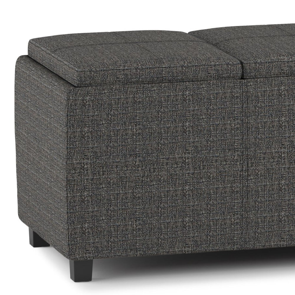 English Elm Avalon Rectangular Storage Ottoman with Serving Trays and Tweed Upholstered Cushion Top B136P158258
