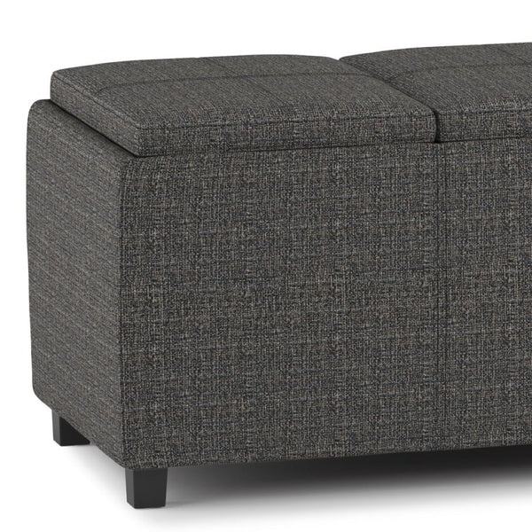 English Elm Avalon Rectangular Storage Ottoman with Serving Trays and Tweed Upholstered Cushion Top B136P158258