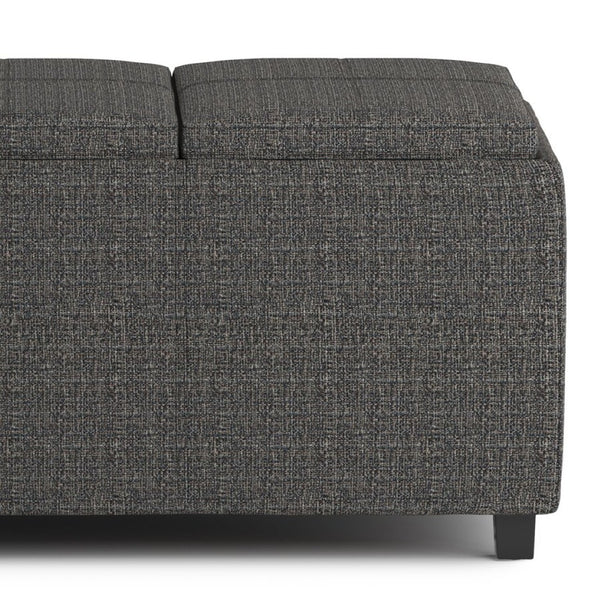 English Elm Avalon Rectangular Storage Ottoman with Serving Trays and Tweed Upholstered Cushion Top B136P158258