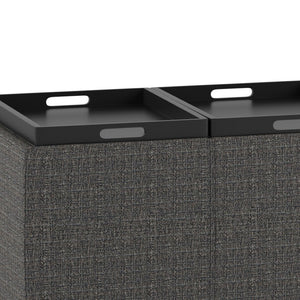 English Elm Avalon Rectangular Storage Ottoman with Serving Trays and Tweed Upholstered Cushion Top B136P158258