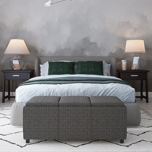 English Elm Avalon Rectangular Storage Ottoman with Serving Trays and Tweed Upholstered Cushion Top B136P158258
