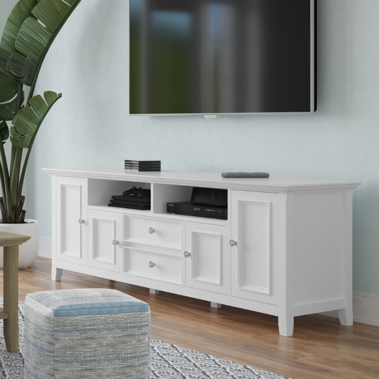 English Elm Amherst Solid Wood Media Stand with Crown Edge Detail and Tapered Legs for Living Rooms B136P158361