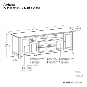 English Elm Amherst Solid Wood Media Stand with Crown Edge Detail and Tapered Legs for Living Rooms B136P158361