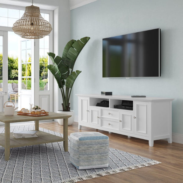 English Elm Amherst Solid Wood Media Stand with Crown Edge Detail and Tapered Legs for Living Rooms B136P158361
