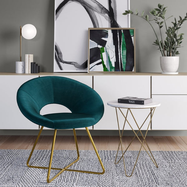 English Elm Barrett Velvet Accent Chair with Gold Base for Living Room or Bedroom Decor B136P158470