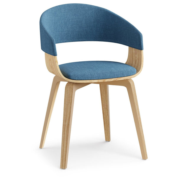 English Elm Lowell Bentwood Dining Chair Mid-century Linen Upholstered Seat for Modern Homes B136P158842
