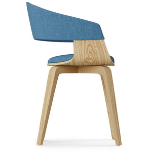English Elm Lowell Bentwood Dining Chair Mid-century Linen Upholstered Seat for Modern Homes B136P158842