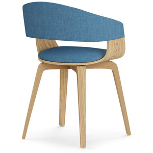 English Elm Lowell Bentwood Dining Chair Mid-century Linen Upholstered Seat for Modern Homes B136P158842