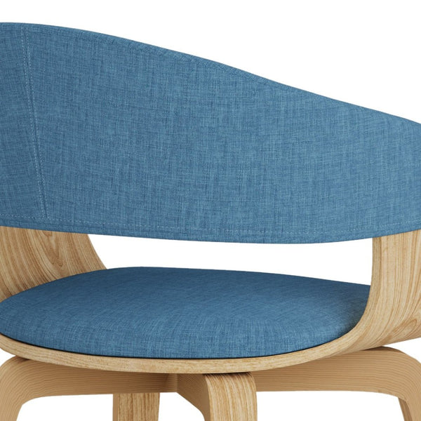 English Elm Lowell Bentwood Dining Chair Mid-century Linen Upholstered Seat for Modern Homes B136P158842