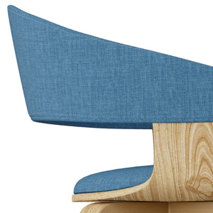 English Elm Lowell Bentwood Dining Chair Mid-century Linen Upholstered Seat for Modern Homes B136P158842