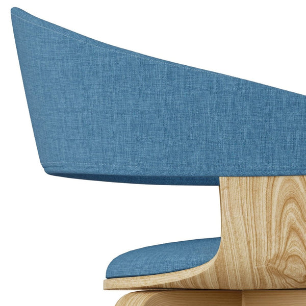 English Elm Lowell Bentwood Dining Chair Mid-century Linen Upholstered Seat for Modern Homes B136P158842