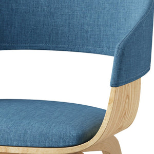 English Elm Lowell Bentwood Dining Chair Mid-century Linen Upholstered Seat for Modern Homes B136P158842
