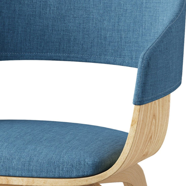 English Elm Lowell Bentwood Dining Chair Mid-century Linen Upholstered Seat for Modern Homes B136P158842
