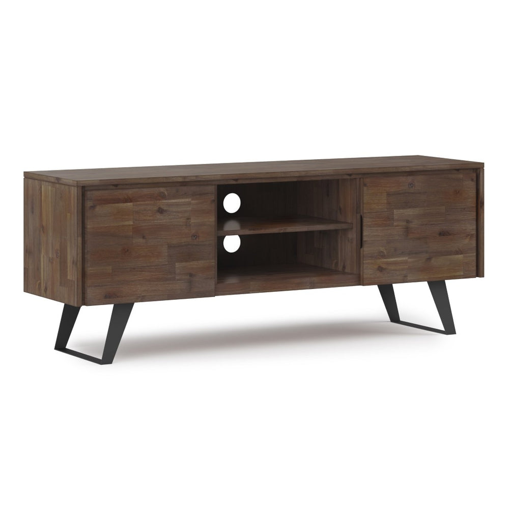 English Elm Lowry Solid Acacia Media Console with Angled Metal Legs for Living Room Storage B136P158865