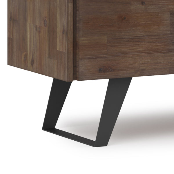 English Elm Lowry Solid Acacia Media Console with Angled Metal Legs for Living Room Storage B136P158865