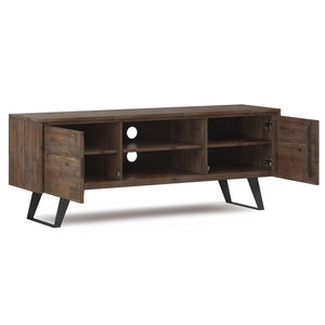 English Elm Lowry Solid Acacia Media Console with Angled Metal Legs for Living Room Storage B136P158865