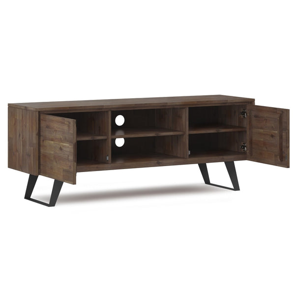 English Elm Lowry Solid Acacia Media Console with Angled Metal Legs for Living Room Storage B136P158865