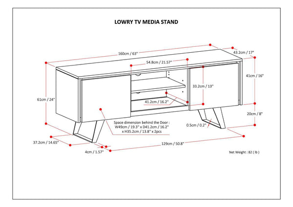 English Elm Lowry Solid Acacia Media Console with Angled Metal Legs for Living Room Storage B136P158865
