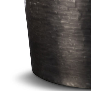 English Elm Troy Hand-hammered Solid Metal Drum Side Table with Antique Silver Artisan Finish B136P158970