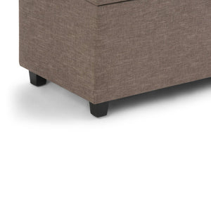 English Elm Darcy Upholstered Storage Bench with Linen Fabric Tapered Legs and Safety Hinge B136P159118