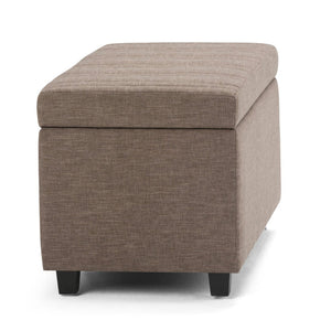 English Elm Darcy Upholstered Storage Bench with Linen Fabric Tapered Legs and Safety Hinge B136P159118