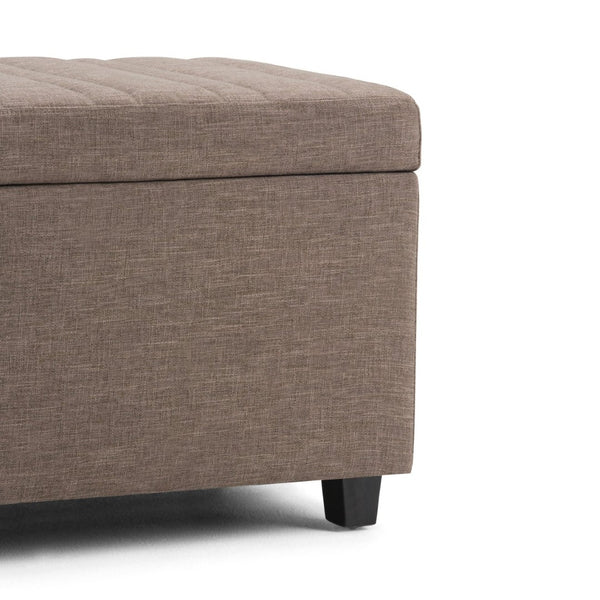 English Elm Darcy Upholstered Storage Bench with Linen Fabric Tapered Legs and Safety Hinge B136P159118