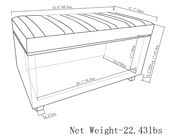 English Elm Darcy Upholstered Storage Bench with Linen Fabric Tapered Legs and Safety Hinge B136P159118
