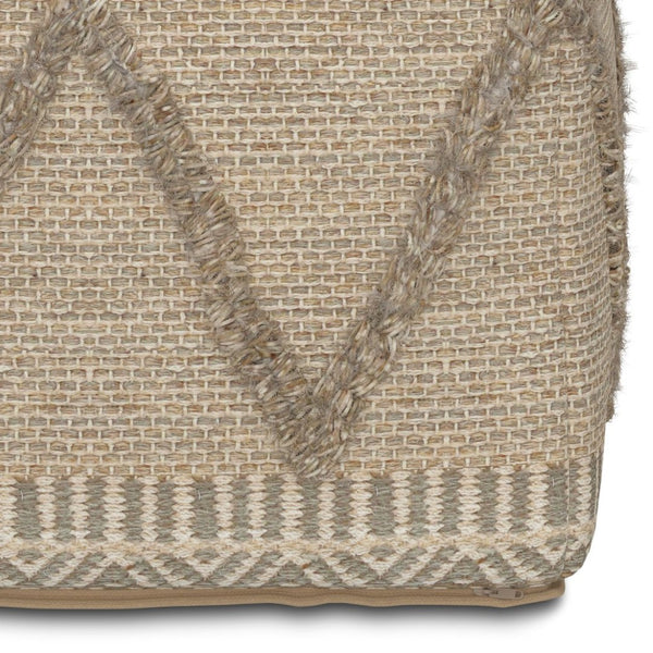 English Elm Sweeney Handloom Woven Wool Cotton Square Pouf Footrest for Living Room Accent B136P159326