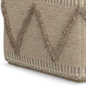 English Elm Sweeney Handloom Woven Wool Cotton Square Pouf Footrest for Living Room Accent B136P159326