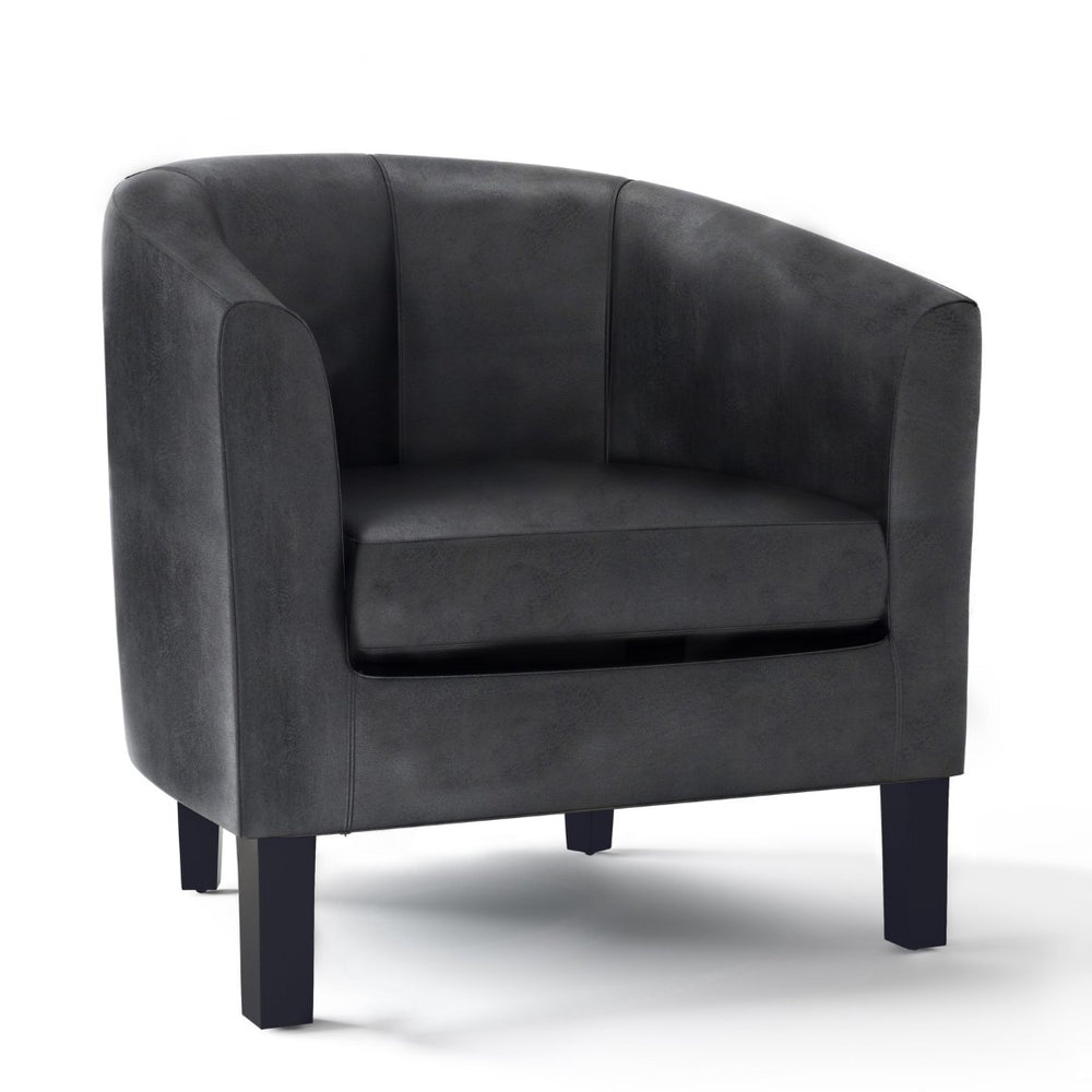 English Elm Austin Barrel Tub Chair Distressed Faux Leather Seat for Office or Bedroom B136P159640