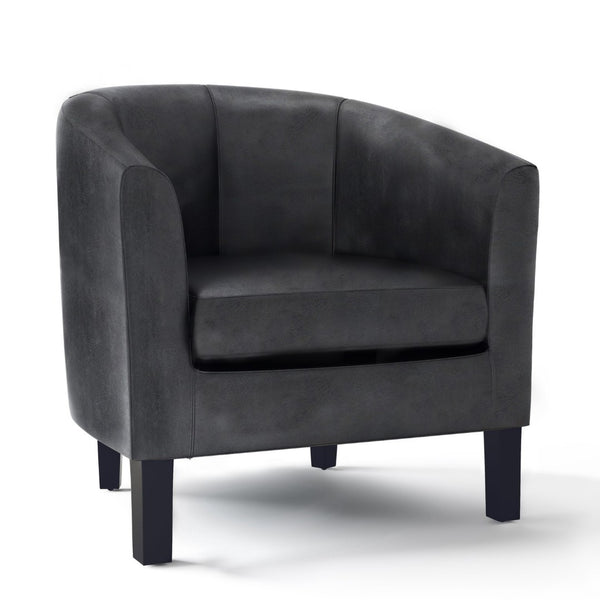 English Elm Austin Barrel Tub Chair Distressed Faux Leather Seat for Office or Bedroom B136P159640