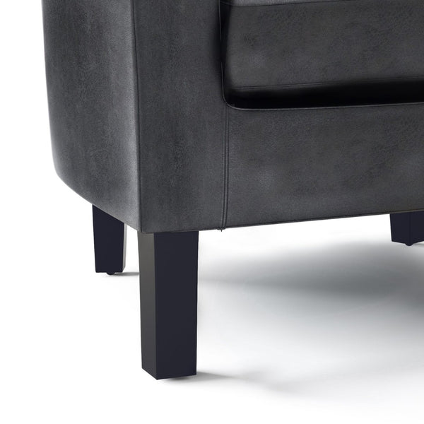 English Elm Austin Barrel Tub Chair Distressed Faux Leather Seat for Office or Bedroom B136P159640