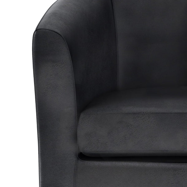 English Elm Austin Barrel Tub Chair Distressed Faux Leather Seat for Office or Bedroom B136P159640