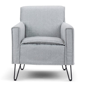 English Elm Warren Mid-century Accent Chair Woven Slipcover Hairpin Legs Living Room Seating B136P159928