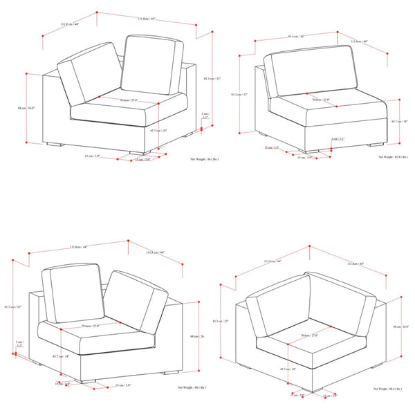 English Elm Jasmine U-shaped Modular Sectional with Performance Fabric for Large Living Rooms B136P199219