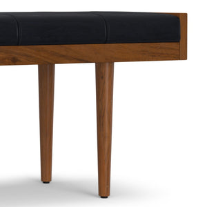 English Elm Anya Genuine Leather Upholstered Bench with Acacia Legs for Bedroom or Entryway B136P203412