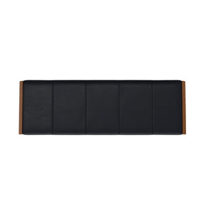 English Elm Anya Genuine Leather Upholstered Bench with Acacia Legs for Bedroom or Entryway B136P203412