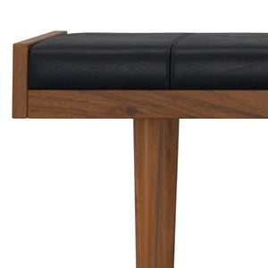 English Elm Anya Genuine Leather Upholstered Bench with Acacia Legs for Bedroom or Entryway B136P203412
